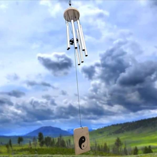 GR-Aluminium & Wood Windchime (24 inch, Silver) [Low Budget Product]