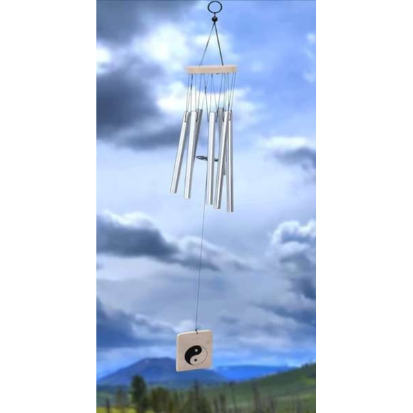 GR-Aluminium & Wood Windchime (24 inch, Silver) [Low Budget Product]