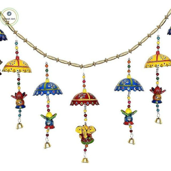 GR-Great Art Design Subh Labh Peacock Traditional Art Handmade Door Bandarwal Toran [Low Budget Product]