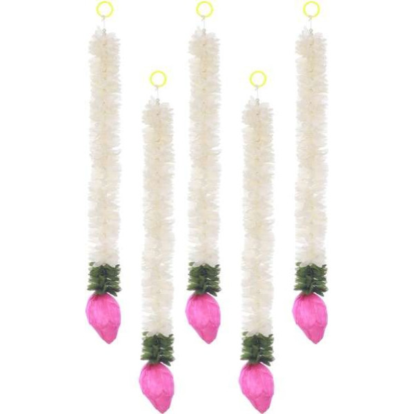 GR-TIED RIBBONS Festival Decoration Hanging Mogra Garland with Lotus Buds [Premium Product]