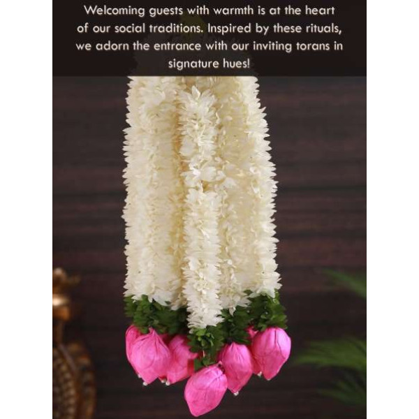 GR-TIED RIBBONS Festival Decoration Hanging Mogra Garland with Lotus Buds [Premium Product]