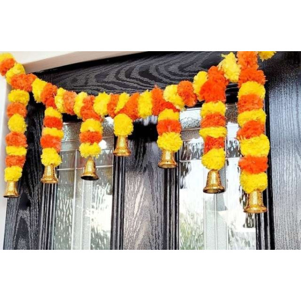 GR-Handmade Marigold Flowers Toran, Hanging Toran, Door Bandarwal (Plastic) [Low Budget Product]