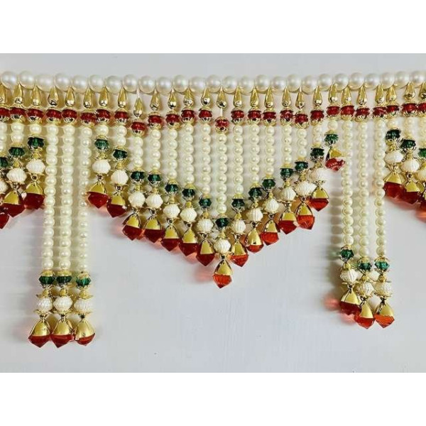GR-Crystal Pearl Handmade Main Door Hanging Bandhanwar Toran [Low Budget Product]