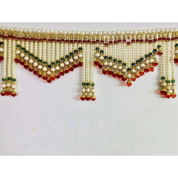 GR-Crystal Pearl Handmade Main Door Hanging Bandhanwar Toran [Low Budget Product]