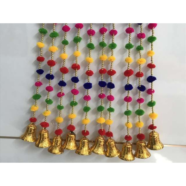 GR-3 Ft 5 Pcs Pompom Beads Toran [Low Budget Product]
