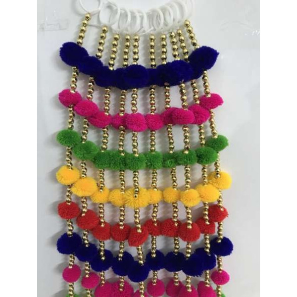 GR-3 Ft 5 Pcs Pompom Beads Toran [Low Budget Product]