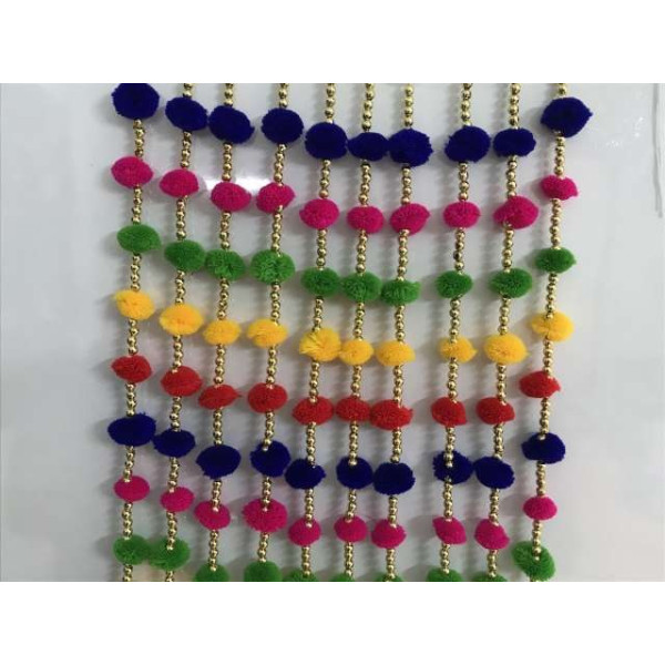 GR-3 Ft 5 Pcs Pompom Beads Toran [Low Budget Product]