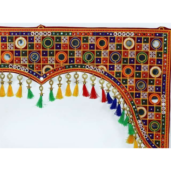 GR-Traditional Bandhanwar Toran with Handmade Mirror Work - Multicolor (3 ft) [Low Budget Product]
