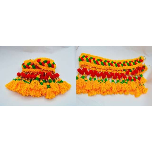 GR-Traditional Multi-Plastic Beads & Wool Handmade Bandarwal Toran (3.2 ft) [Premium Product]