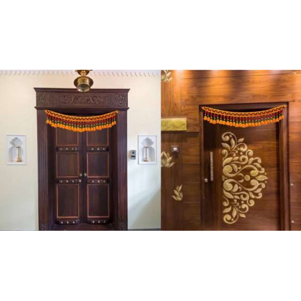 GR-Traditional Multi-Plastic Beads & Wool Handmade Bandarwal Toran (3.2 ft) [Premium Product]