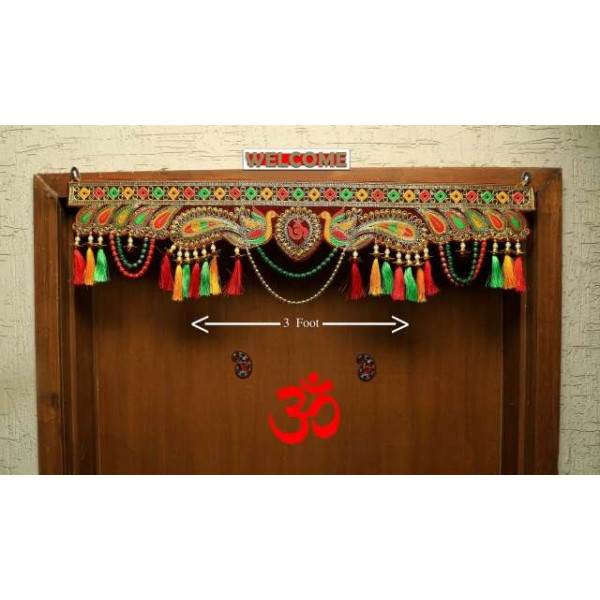 GR-Traditional Handmade Door Toran with Beautiful Peacock (3 ft) [Low Budget Product]
