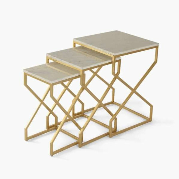 GR-THE ATTIC Stone Nesting Tables (Gold, Set of 3) [Premium Product]