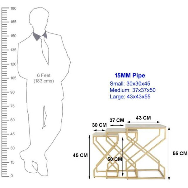 GR-THE ATTIC Stone Nesting Tables (Gold, Set of 3) [Premium Product]