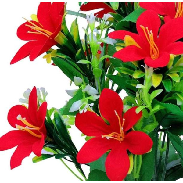 GR-Artificial Lily Flower (5 Stick) Bunch for Home Decor [Low Budget Product]