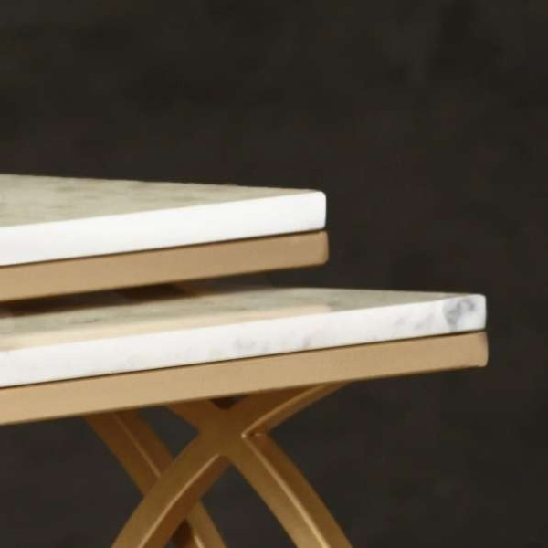 GR-THE ATTIC Stone Nesting Tables (Gold, Set of 2) [Premium Product]