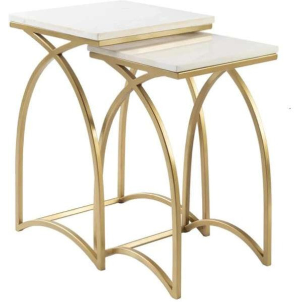 GR-THE ATTIC Stone Nesting Tables (Gold, Set of 2) [Premium Product]