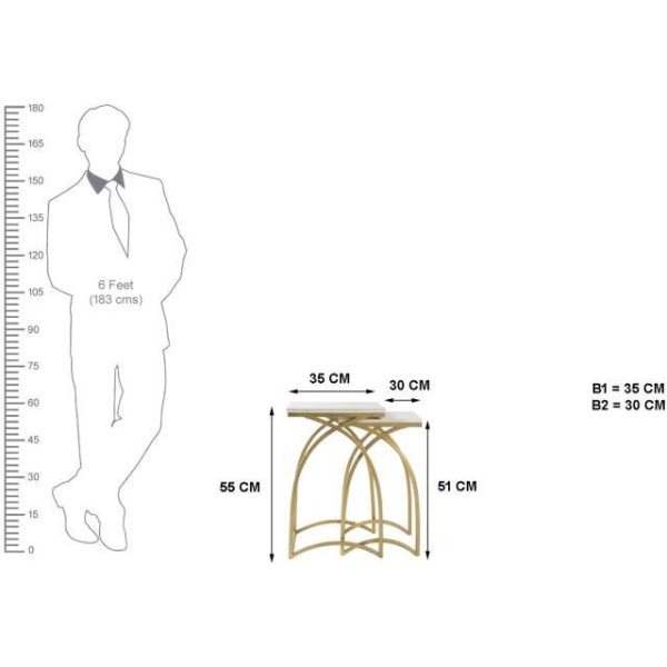 GR-THE ATTIC Stone Nesting Tables (Gold, Set of 2) [Premium Product]