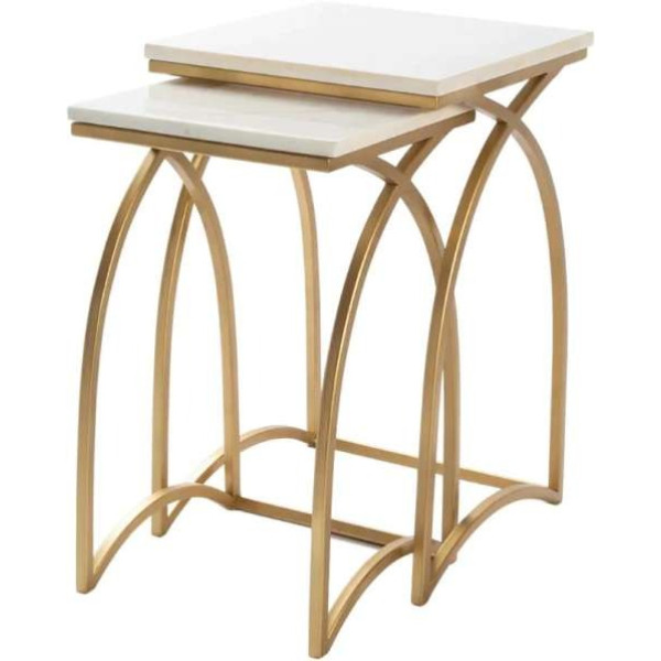 GR-THE ATTIC Stone Nesting Tables (Gold, Set of 2) [Premium Product]
