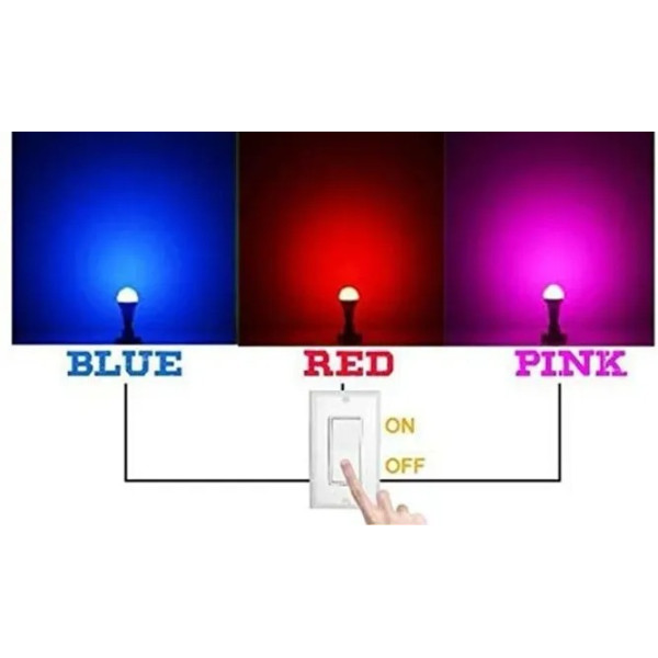 GR-3A Bright 9 Watt B22 Round 3 Color In 1 Led Bulb Red Blue Pink Pack Of 4 [Low Budget Product]