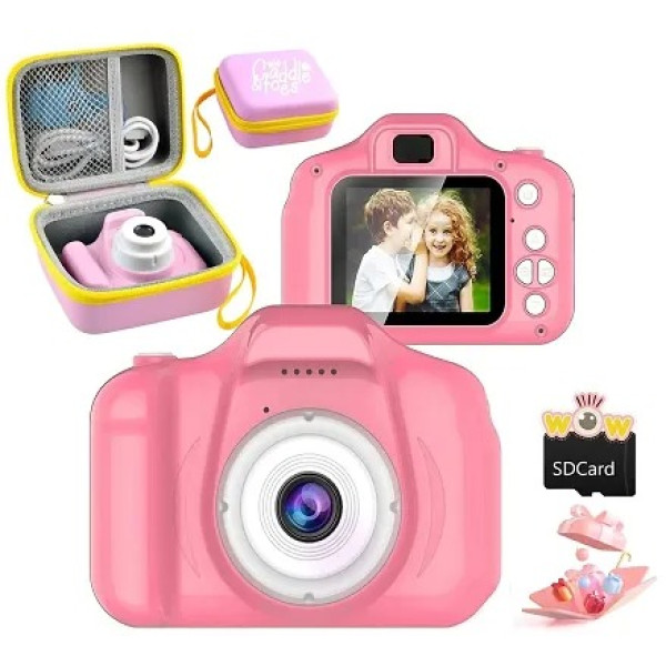 GR-Kids Selfie Camera 13MP 1080P HD (Pink Camera C...