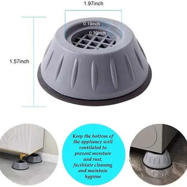 GR-Washing Machine Feet Pads Anti-Walk Dryer Washer Vibration Pads Anti Skid Feet Padss pack of 4 Grey [Low Budget Product]