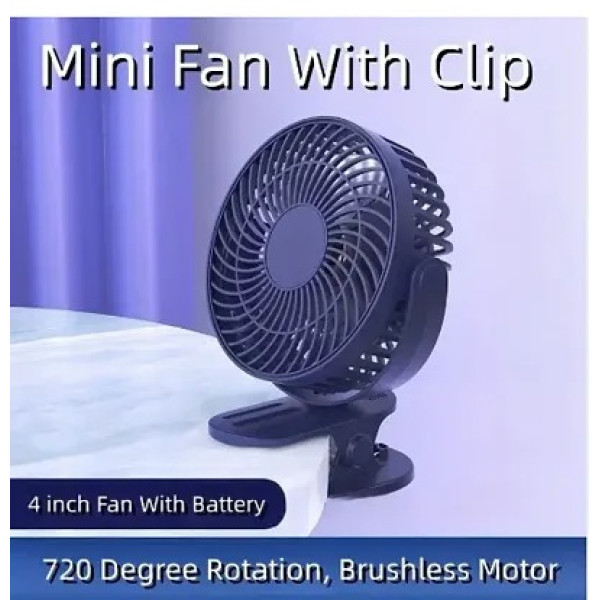 GR-Rechargeable Mini Clip Style Portable Fan with 360deg Vertical Rotation [Low Budget Product]