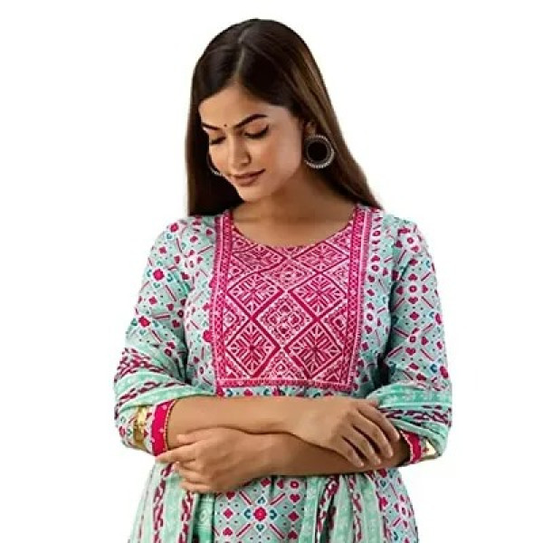 GR-ANNU PARIDHAN Women's Cotton Straight Kurta Pant with Dupatta Set [Premium Product]