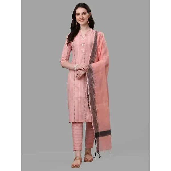 GR- Trendy Peach Cotton Blend Kurta Bottom and Dup...