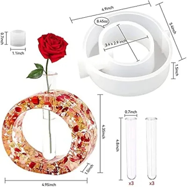 GR-R H LIFESTYLE Silicone Resin Planter Propagation Vase Casting Mould with 4 Acrylic Test Tubes for Hydroponic/Flowers (Oval Shape) SM3648[Premium Product]  
