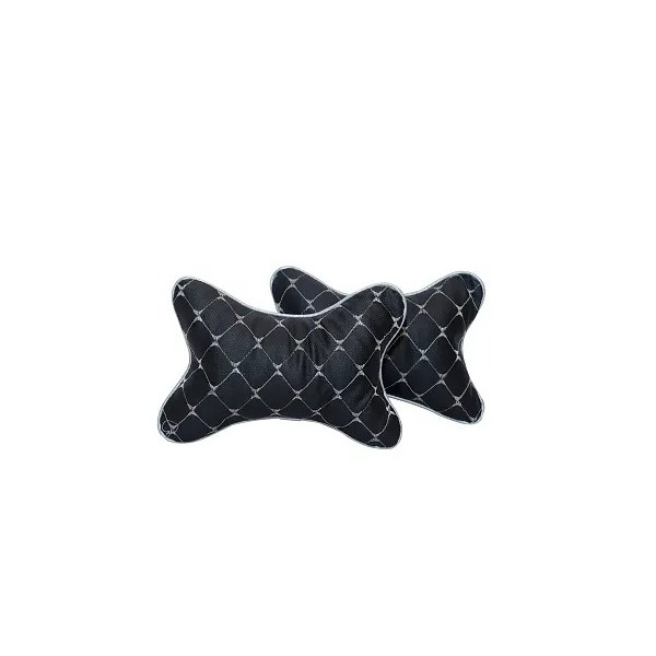 GR-Ultimate Comfort and Support: Apex Car Neck Rest Pillows Set Cross Design (Black-Silver/Pack of 2)[Premium Product] 