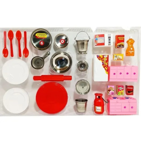 GR-My Kitchen 40 PC Big Size Steel Premium Kitchen Role Play Kitchen [Premium Product]
