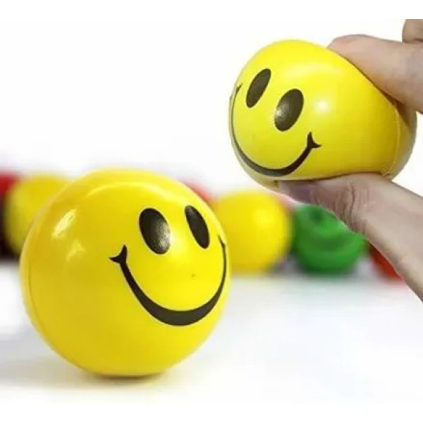 GR-Smiley Face Squeeze Ball Yellow Ball Stress (Pack of 3) [Low Budget Product]
