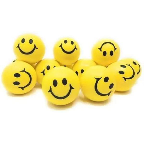 GR-Smiley Face Squeeze Ball Yellow Ball Stress Reliver Ball  (Pack of 6) [Low Budget Product]