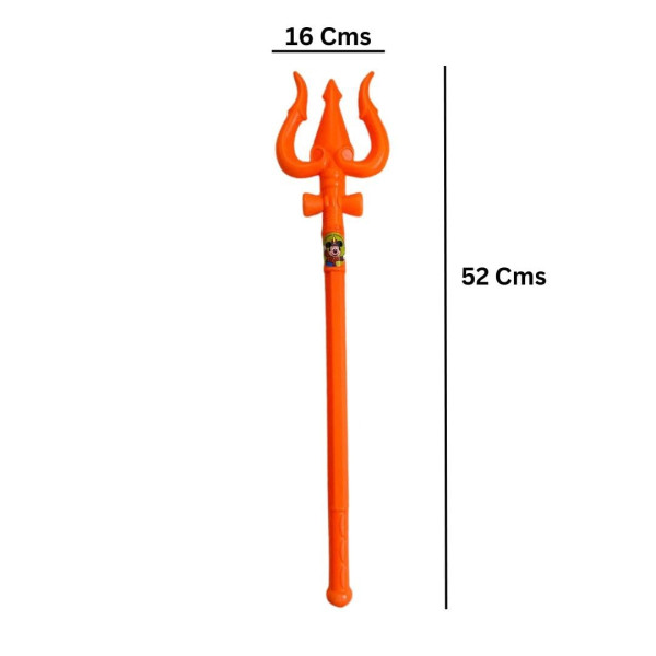 GR-Plastic Shiv Trishul And Hanuman Ji Gada Toy for Kids Orange Color - 4 PCS Combo [Low Budget Product]