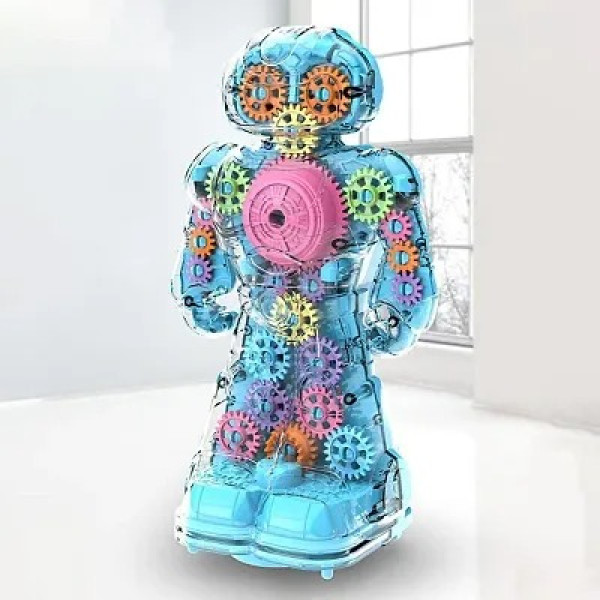 GR-Transparent Gear Robot Toys for Kids with Bump ...