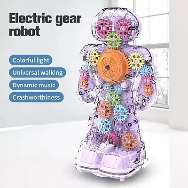 GR-Transparent Gear Robot Toys for Kids with Bump Go Action for Kids Light Sound Toys [Premium Product]