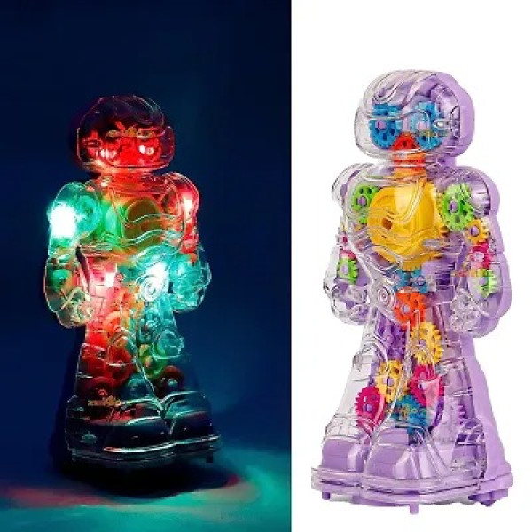 GR-Transparent Gear Robot Toys for Kids with Bump Go Action for Kids Light Sound Toys [Premium Product]