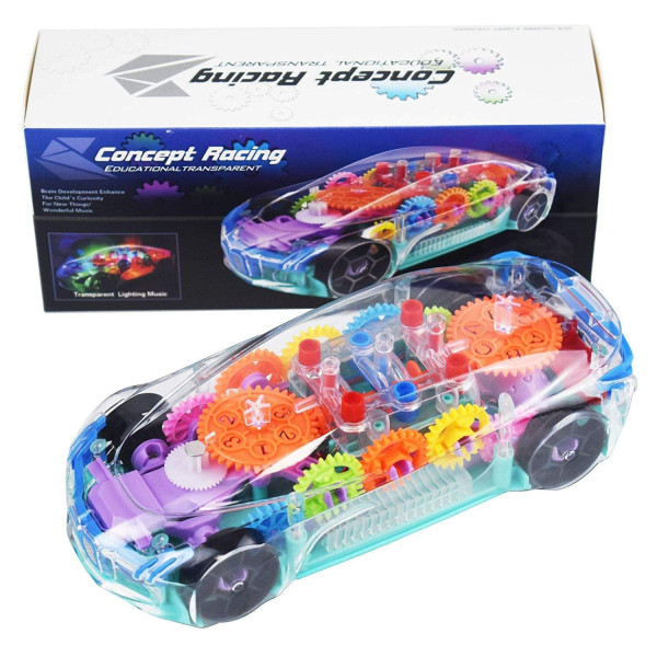 GR-Premium Quality 3D Lights Kids Transparent Car [Low Budget Product]
