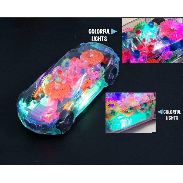 GR-Premium Quality 3D Lights Kids Transparent Car [Low Budget Product]