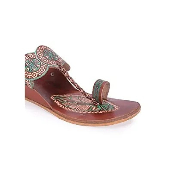 GR-Kolhapuri Style Socio Fashions Stylish Chappal for Women,Ethnic Flat Sandals for Girls and Women (Brown-numeric_7)