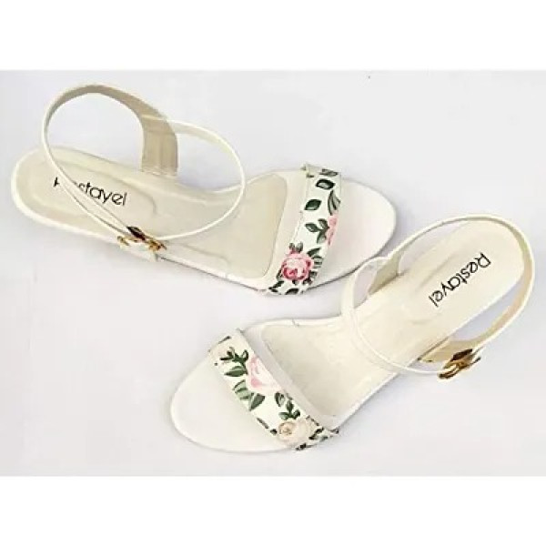 GR-Restyel Women Fashionable Sandals Off-White Print with Comfortable Sole 