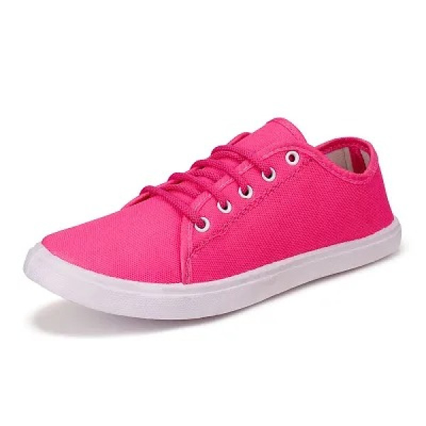 GR-Pink Casual Sneakers Lightweight Breathable,Solid Canvas Elegant Footwear