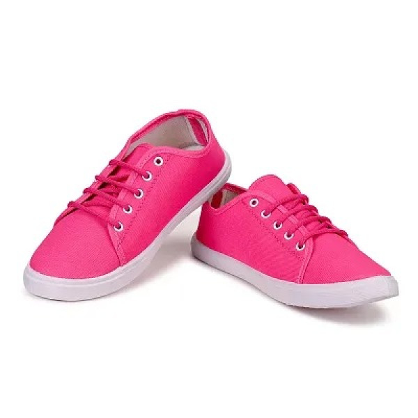 GR-Pink Casual Sneakers Lightweight Breathable,Solid Canvas Elegant Footwear