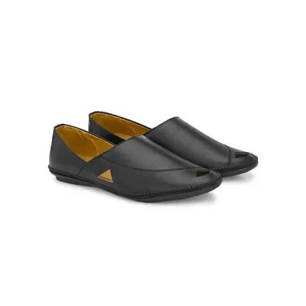 GR-Ethnic Fashionable Mojaris Comfortable & Traditional Casual Jutti For Men in Black