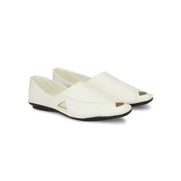 GR-Ethnic Fashionable Mojaris Comfortable & Traditional Casual Jutti For Men in White