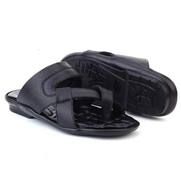 GR-Black Trendy & Stylish Synthetic Sandals For Men 