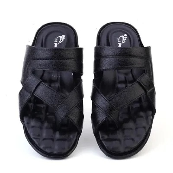 GR-Black Trendy & Stylish Synthetic Sandals For Men 