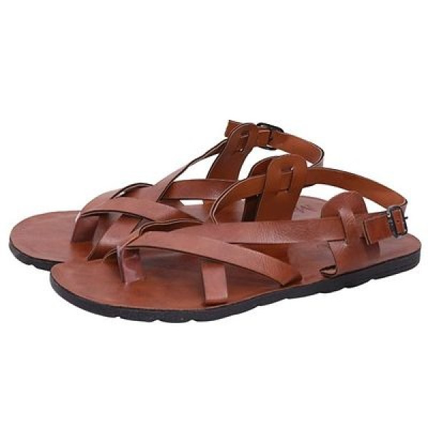 GR-Stylish Mens Synthetic Leather Casual Sandal-Tan