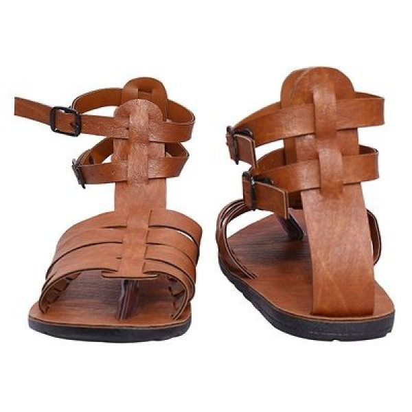 GR-Stylish Mens Synthetic Leather Gladiators & Casual Sandal-Tan