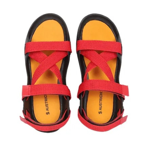 GR-Solid Comfort Classic Canvas Sandals for Men-Red